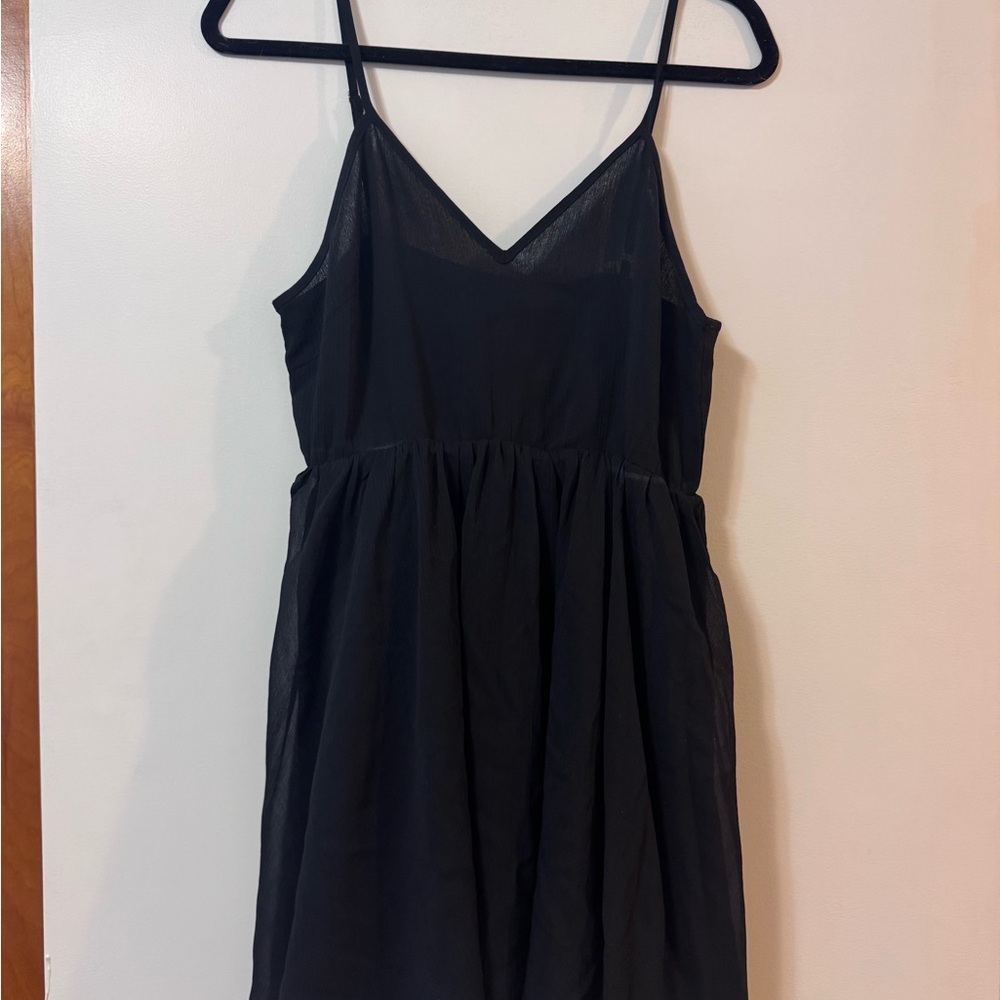 Semi-Sheer Chiffon Ruffle Dress with Outer Cape - Picture 3 of 3